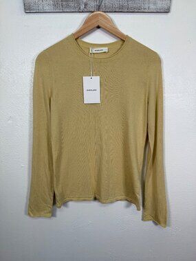 Everlane Crewneck Sweater Organic Cotton Cashmere Parsnip Yellow Layer Top Small